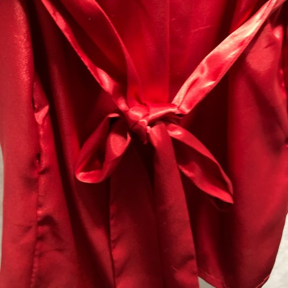 FREDERICKS OF HOLLYWOOD Harlow Satin Kimono Red Black Robe Womens Small - Picture 12 of 16
